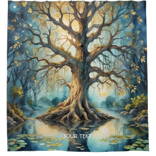 Fantasy Niedlich Tree Swamp Night Duschvorhang (Vorderseite)