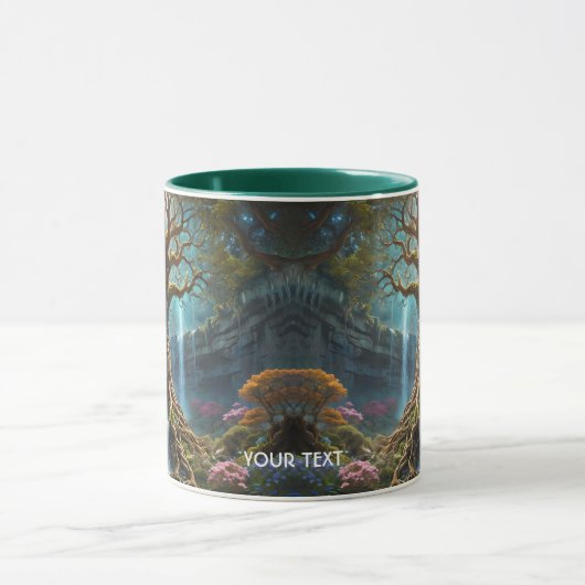 Fantasy Niedlich Tree Waterfall Forest Tasse (Zentrum)