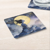 Fantasy Niedlich Trees Moon Rechteckiger Pappuntersetzer (angewinkelt)