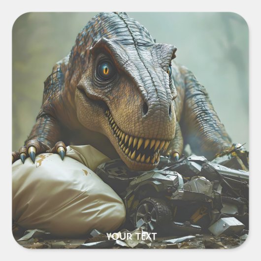 Fantasy Niedlich Trex Wreck Car Quadratischer Aufkleber (Vorderseite)