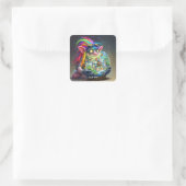 Fantasy Niedlich Troll Making City Quadratischer Aufkleber (Tasche)