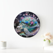 Fantasy Niedlich Turtle Glass Blume Große Wanduhr (Zuhause)