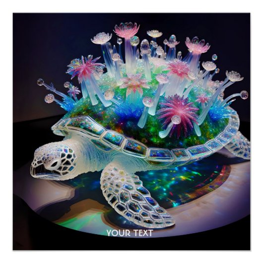 Fantasy Niedlich Turtle Glass Blume Poster (Vorderseite)