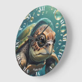 Fantasy Niedlich Turtle Sea Pflanze Große Wanduhr (Winkel)
