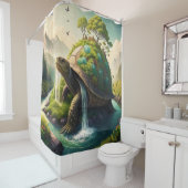 Fantasy Niedlich Turtle Waterfall Forest Duschvorhang (Beispiel)