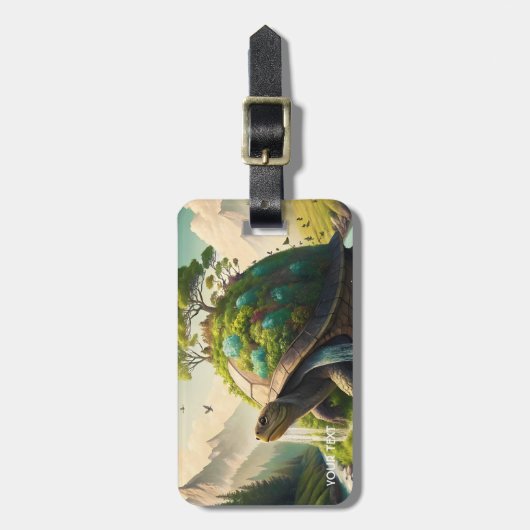 Fantasy Niedlich Turtle Waterfall Forest Gepäckanhänger (Vorderseite vertikal)