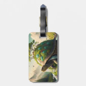 Fantasy Niedlich Turtle Waterfall Forest Gepäckanhänger (Rückseite vertikal)