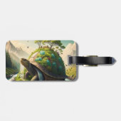 Fantasy Niedlich Turtle Waterfall Forest Gepäckanhänger (Rückseite horizontal)