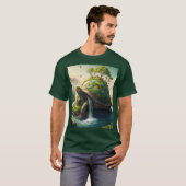 Fantasy Niedlich Turtle Waterfall Forest T-Shirt (Vorne ganz)
