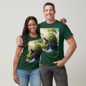 Fantasy Niedlich Turtle Waterfall Forest T-Shirt (Unisex)