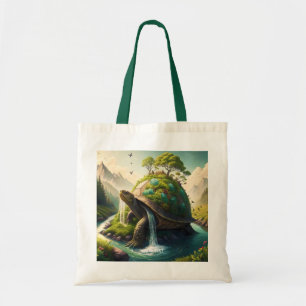 Fantasy Niedlich Turtle Waterfall Forest Tragetasche