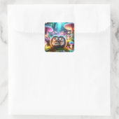 Fantasy Niedlich Two Baby Igel Quadratischer Aufkleber (Tasche)
