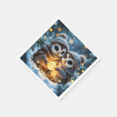 Fantasy Niedlich Two Baby Owls Serviette (Ecke)