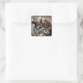 Fantasy Niedlich Two Friends Selfie Quadratischer Aufkleber (Tasche)