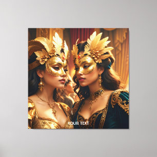 Fantasy Niedlich Two Mask Ladys Leinwanddruck