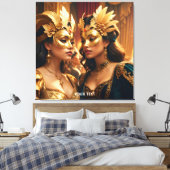 Fantasy Niedlich Two Mask Ladys Leinwanddruck (Insitu (Schlafzimmer))