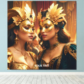 Fantasy Niedlich Two Mask Ladys Leinwanddruck (Insitu (Holzboden))