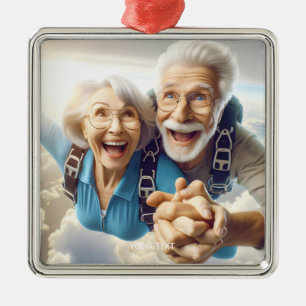 Fantasy Niedlich Two People Skydiving Ornament Aus Metall