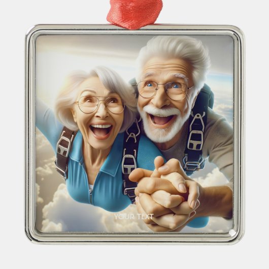 Fantasy Niedlich Two People Skydiving Ornament Aus Metall (Vorne)