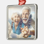 Fantasy Niedlich Two People Skydiving Ornament Aus Metall (Links)