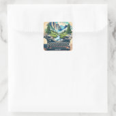 Fantasy Niedlich Typing Writer Landscape Quadratischer Aufkleber (Tasche)