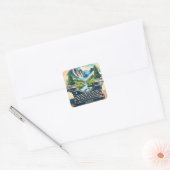 Fantasy Niedlich Typing Writer Landscape Quadratischer Aufkleber (Umschlag)