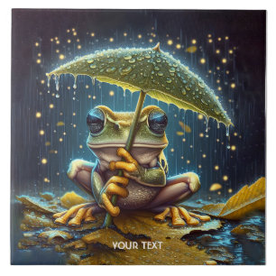 Fantasy Niedlich Umbrella Frosch Rain Fliese