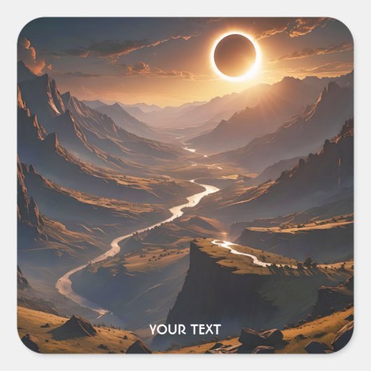 Fantasy Niedlich Valley Solar Eclipse Quadratischer Aufkleber (Vorderseite)