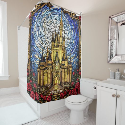 Fantasy Niedlich verkleidete Glasburg Duschvorhang (Beispiel)