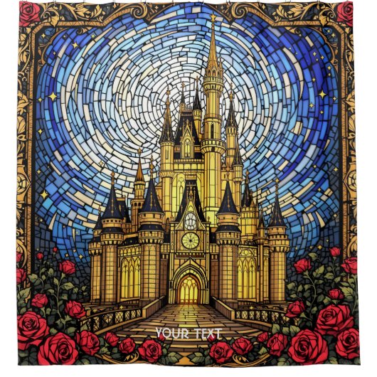 Fantasy Niedlich verkleidete Glasburg Duschvorhang (Vorderseite)