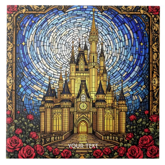 Fantasy Niedlich verkleidete Glasburg Fliese (Vorderseite)