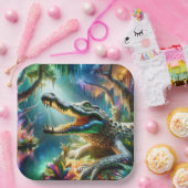 Fantasy Niedlich verzauberter Krokodildschungel Pappteller (Party)