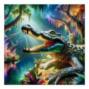 Fantasy Niedlich verzauberter Krokodildschungel Poster