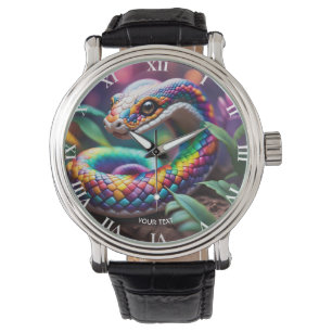 Fantasy Niedlich Vibrant Snake Blätter Armbanduhr