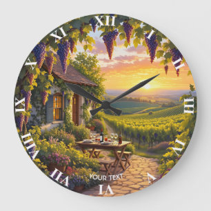 Fantasy Niedlich Vineyard Hütte Fields Große Wanduhr