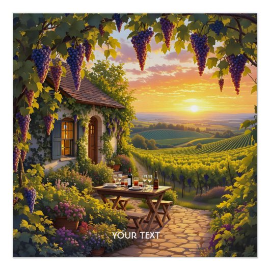 Fantasy Niedlich Vineyard Hütte Fields Poster (Vorderseite)