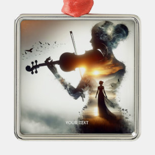 Fantasy Niedlich Violin Girl Ornament Aus Metall