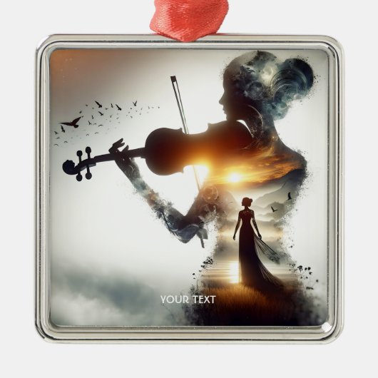 Fantasy Niedlich Violin Girl Ornament Aus Metall (Vorne)