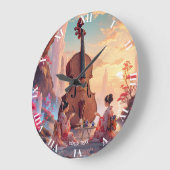 Fantasy Niedlich Violin Girls Tee Große Wanduhr (Winkel)