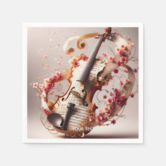 Fantasy Niedlich Violin Notes Blume Serviette (Vorderseite)