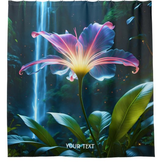 Fantasy Niedlich Viviale Blume Wasserfall Wald Duschvorhang (Vorderseite)