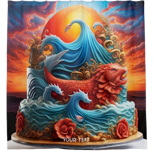 Fantasy Niedlich Viviane Sea Sunset Cake Duschvorhang (Vorderseite)