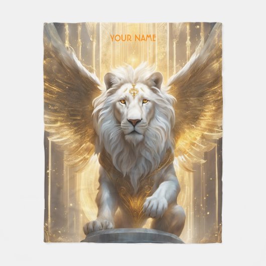 Fantasy Niedlich Vivid Angelic White Lion Fleecedecke (Vorderseite)