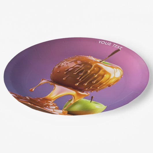 Fantasy Niedlich Vivid Apple Caramel Syrup Pappteller (Schrägansicht)