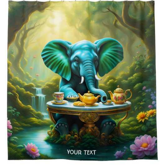 Fantasy Niedlich Vivid Baby Elephant Breakfast Duschvorhang (Vorderseite)