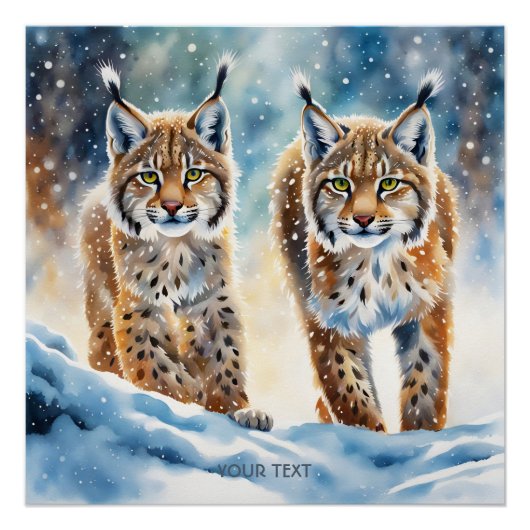 Fantasy Niedlich Vivid Baby Lynx Snow Poster (Vorderseite)
