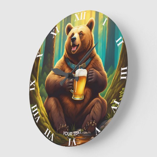 Fantasy Niedlich Vivid Bären Wald Große Wanduhr (Winkel)