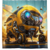 Fantasy Niedlich Vivid Bee School Bus Duschvorhang (Vorderseite)