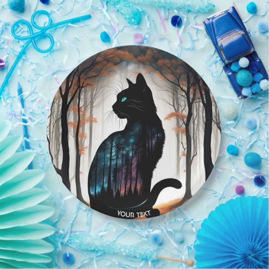 Fantasy Niedlich Vivid Black Cat Forest Pappteller (Party)