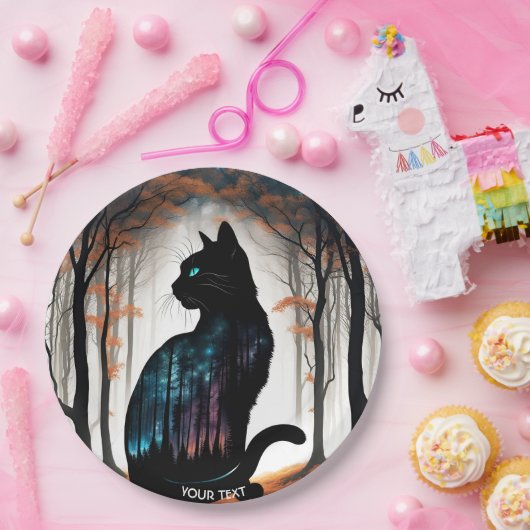 Fantasy Niedlich Vivid Black Cat Forest Pappteller (Party)